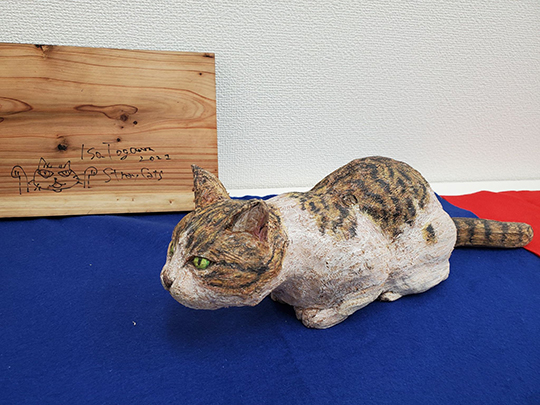 戸川五十生 Tiny cat 木彫り猫 インテリア小物 置物