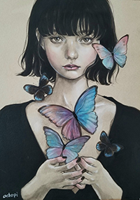 おちょぴ　Butterflies2   210×148㎜ アクリル
