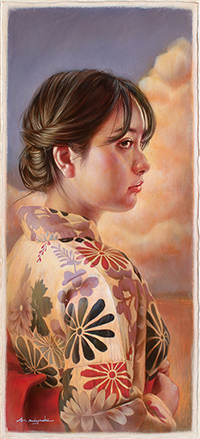 宮地明人 晩夏 36.6×16.6㎝ ケント紙、鉛筆、アクリル