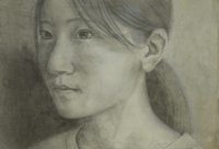景井享平　drawing-portrait-　SM　ジェッソに油彩