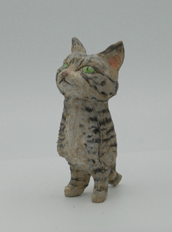戸川五十生 Tiny Cats SE12 H11cm 樟、色鉛筆
