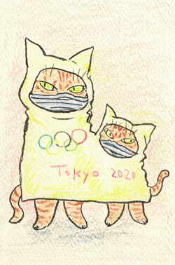 戸川五十生 「Tokyo 2020」 10x14.8cm 紙、墨、色鉛筆