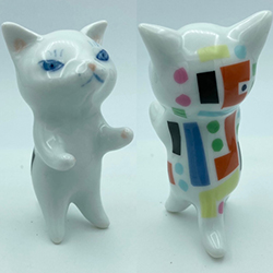 戸川五十生 Tiny Cats 白磁 #19 H7 磁器 2022