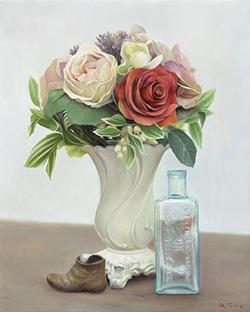 辻 信之　陶器の花瓶と花 #2　F3