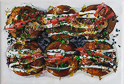 MAT赤石　takoyaki 2401　SM　227mm x 158mm　キャンバスにアクリル　絵具