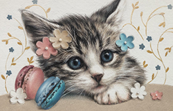 エマーニ　innocent kitty　100×150mm　色鉛筆　水彩金(背景)