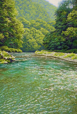 舘山浩丈　清き夏山　SM　油彩・パネル・ジェッソ