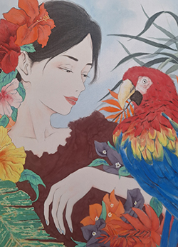 KODA YUHO イロトリドリノ F6 絹本着色 岩絵の具 染料