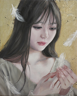 鈴木那奈　little angel　F3　油彩・すず箔