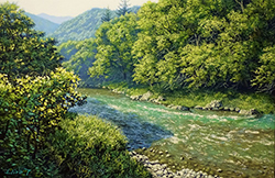 舘山浩丈　涼風吹く谷Ⅱ　P4　（東京都 奥多摩）　油彩・パネル・ジェッソ