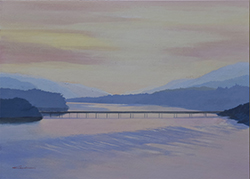 岡啓介 吉野川夕景 F4 アクリル