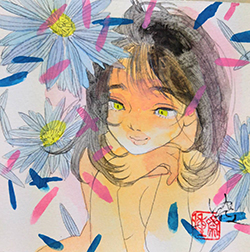 森ゆだね　アスター　10×10㎝