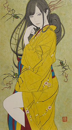 九鬼匡規　怪ノ画　絡新婦（あやしのえ　じょろうぐも）　M4　アクリルガッシュ・胡粉ジェッソ
