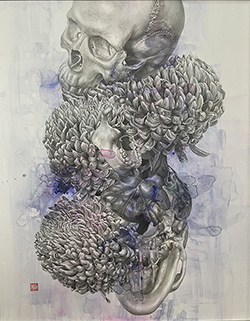 板倉文香　輪廻　F30号　鉛筆、アクリル