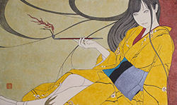 九鬼匡規　絡新婦 蠱惑　M6パネル、アクリルガッシュ、胡粉ジェッソ