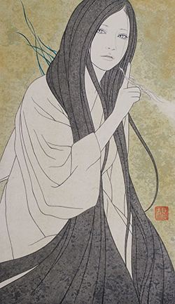 九鬼匡規　雪女 幽　M3パネル、アクリルガッシュ、胡粉ジェッソ