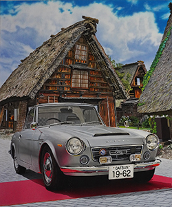 鏡泰裕 ダットサン フェアレディin白川郷 F8 油彩