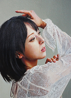 鏡泰裕　朝のひかり　F4　油彩