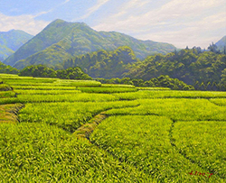 舘山浩丈 実りの季節(埼玉県寺坂棚田)F3 油彩・パネル・ジェッソ