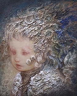 渡邊ろく 成る F3 キャンバスにアクリル絵の具、モデリングペースト、色鉛筆