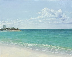 嶌瀬香 「blue Ⅰ」 F3 木製パネルに油彩