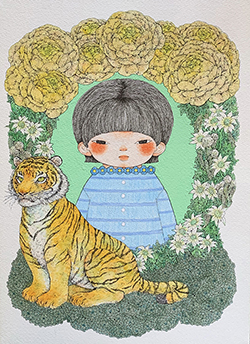 くらげ「見つめる先に。」F4　ペン、水彩