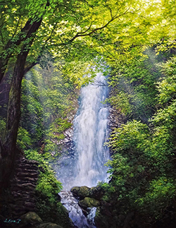 舘山浩丈「払沢の滝Ⅱ」　F6　（東京都檜原村払沢の滝）油彩・パネル・ジェッソ