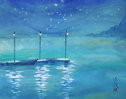 森ゆだね「水の門」F6　紙本彩色