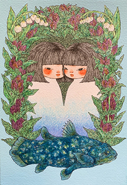 くらげ　忘れっぽいから。　SM　ペン 水彩