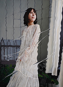 鏡泰裕　地涌の風　F4　板パネル　油彩