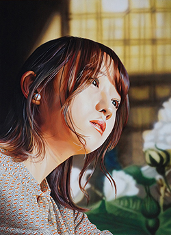 鏡泰裕　遥かなるひかり　F4　板パネル　アクリル＆油彩