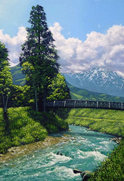 舘山浩丈　薫風（長野県白馬村）　SM　油彩・パネル・ジェッソ