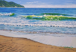 舘山浩丈　海の中道（福岡県福岡市西戸崎 海の中道海岸）　SM　油彩・パネル・ジェッソ