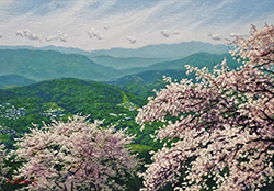 舘山浩丈　陽光（埼玉県秩父郡 美の山公園）　SM　油彩・パネル・ジェッソ