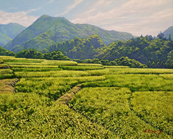 舘山浩丈　実りの季節　（埼玉県秩父郡横瀬町 寺坂棚田） F3　油彩・パネル・ジェッソ