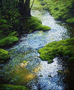 舘山浩丈　瀬音Ⅱ　（埼玉県越生町 黒山三滝）F3　油彩・パネル・ジェッソ