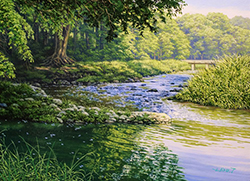 舘山浩丈　木陰のささやき（埼玉県嵐山渓谷）　F4　油彩・パネル・ジェッソ