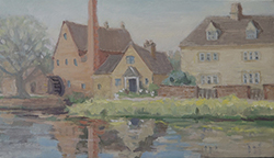 田所雅子　小さな村の早春(英国)　F4  油彩