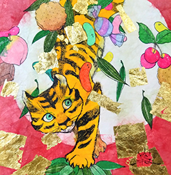 森ゆだね ことら 15x15㎝ 日本画・紙本彩色