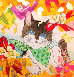 森ゆだね まきちゃん 10×10㎝ 日本画・紙本彩色