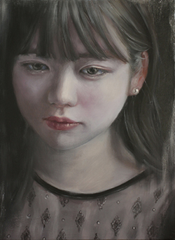 鈴木那奈 星の欠片Ⅱ F4 キャンパスに油彩、黒箔