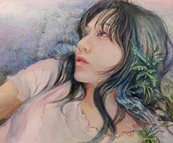 今泉明音　宙と繋がる　F3　油彩