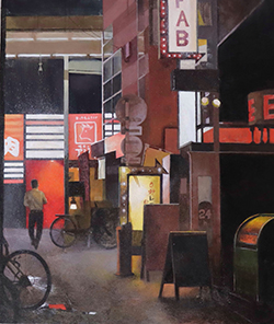 前田葉月　雨上がりの路地　F8　油彩