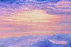 嶌瀬香　fly over　P6　油彩　木製パネル