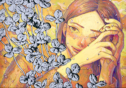 中井ヒトミ　世界が優しくなくても　キャンバス　アクリル絵具　額装なし