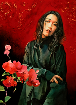 石橋一美　熱情　F4　アクリル　透明水彩　モデリングペースト