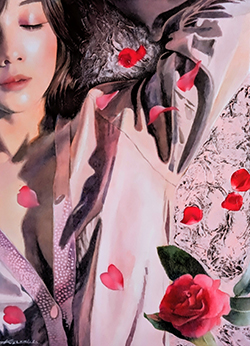 石橋一美　和らぎ　F4　アクリル　透明水彩　モデリングペースト