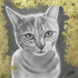 江副拓郎 MAO 15×15㎝ 鉛筆 金箔