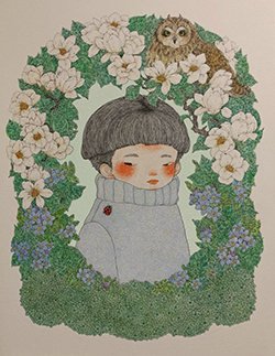 くらげ 「ほどけていく。」F6 ミリペン、透明水彩