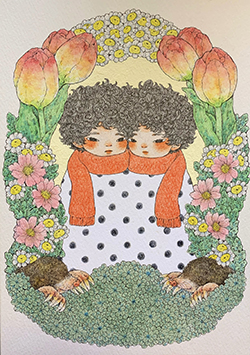 くらげ 「ひだまり。」SM ミリペン、透明水彩